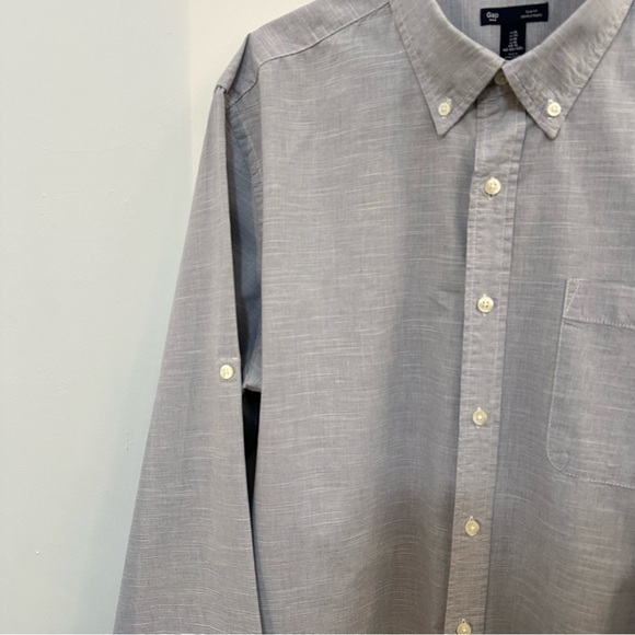 GAP Men's Button Down Blue Striped XL Slim Fit Long Sleeve Chest Pocket Shirt - Picture 3 of 11